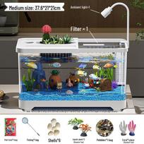 ŽIŪRĖTI KEAN Stalo akvariumas su filtru ir deguonimi Medium White