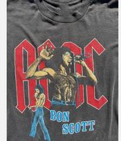 VINTAGE Bon Scott - ACDC Grupės Trumpomis Rankovėmis Juoda Visų Dydžių Marškinėliai Dovanai Unisex T-shirt XXXXL