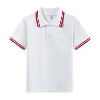 Balti vaikų polo marškinėliai - trumparankoviai, mokyklinio stiliaus, lengvi vasarai ir pavasariui. 120cm
