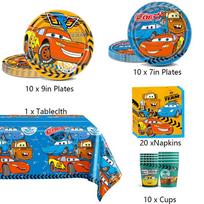 51pcs Racing Car McQueen Tableware Set Includes Plates Cups Napkins Tablecloth