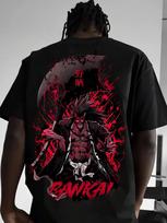 BLEACH Kenpachi Marškinėliai Anime Raštas Raudonplaukis Bankai Zangetsu Nozarashi Kanji Spausdinta Kraujo Gatvės Suknelė Unisex L