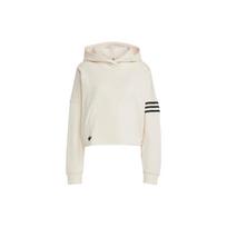 Adidas Originals Campus 00s serija Konklavos logotipas Juostelės spaudinys Trumpas džemperis su gobtuvu Ilgomis rankovėmis Megztinis Moteriški viršutiniai drabužiai Baltas IB5921 L