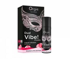 Skystas vibratorius Orgie Dual Vibe! Kissable Liquid Vibrating Strawberry Gin And Tonic