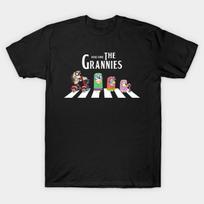Men Black Print T-shirt Bluey Here Come The Grannies No-Cut Transfer Paper Print Cotton Tshirt S juoda