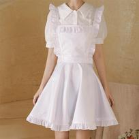 White Home Kitchen Apron Waterproof Oil Resistant Lace Trim Cross Back Strap Smock for Nail Salon Workwear balta