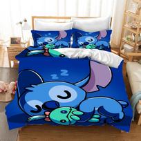 Stitch Spausdinti Miegamojo patalynės komplektas užvalkalas ant antklodės Kalėdinės Dovanos Comforte Animacinis Su pagalvės užvalkalu vaikams tinkamas ir suaugusiems EU Single(135*200cm)3pcs