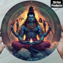 Shiva Trishul Metal Wall Art Hindu Meditation Deity Home Decor 20x20 įvairiaspalvis