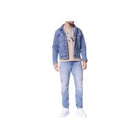 Calvin Klein Solid Color Slim Fit Single Breasted Long Sleeve Denim Jacket Men jackets Blue J30J327588-1BJ L gray