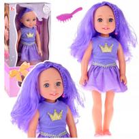 Lėlė su suknele ir šepečiu, 38 cm, violetinė