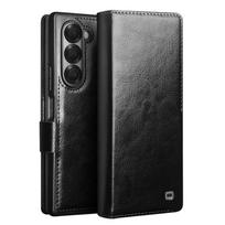 Qialino natūralios odos atverčiamas dėklas telefonui Samsung Galaxy Fold7 /6 /5 Fold 6 fold5 fold 6 Rankų darbo telefono dėklas su kortelių laikikliais Genuine Leather&Galaxy Z Fold5 ruda