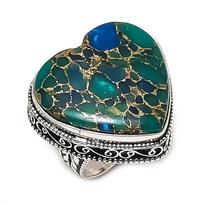 Natural Copper Green Tourmaline 925 Sterling Silver Jewelry Ring Size 9 ETC-13885