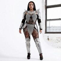 Women Fantasy Armor Set Silver Plate Chainmail Cosplay Suit Medieval Warrior Larp Costume Halloween Cosplay Costume