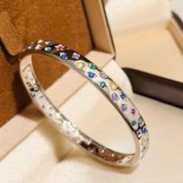 New Vintage 100% Pure 925 Sterling Silver Bangles Pave With Colored Zirconia Bracelet For Women Luxury Fine Jewelry auksinė