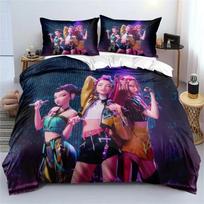Kpop Demon Hunters Huntrix Bedding Set Single Twin Full Queen King Size Quilt Cover Bedclothes Room Duvet Cover Anime Bed Sheet EU Single(135*200cm)3pcs