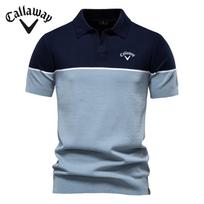 Callaway Vasarinis siuvinėtas naujas moteriškas trumpomis rankovėmis megztas polo marškinėlis su spalvotu apykakle, laisvalaikio polo moterims S