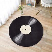Retro vinilinės plokštelės apvalus kilimas – Spausdintas muzikos kilimas svetainei ar miegamajam – Skalbiamas mašinoje, neslystantis grindų kilimėlis Diameter 90cm(35in)