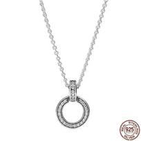 New 925 silver classic dazzling round heart-shaped pendant necklace fit original pendant DIY holiday gifts 45cm turkis