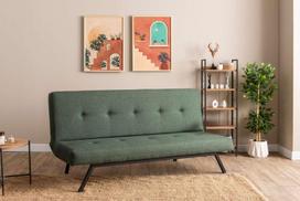 Asir Zola žalia sofa-lova – moderni 3-vietė su miego funkcija