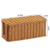 Handmade Cable Management Box Durable Rattan Cable Organizer 2 Open Slots Cords Hider Box Under Desk Cord Organizer Single opening