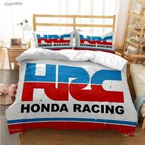 Hrc-Honda Motociklo Logotipas Antklodės Užvalkalas Su Užpildu Lovos Patalynės Komplektai Minkštas Antklodės Užvalkalas Ir Pagalvės Užvalkalai Paaugliams Viengulis Dvigulis Karalienės Karališkas EU Single(135*200cm)3pcs