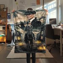 1 vnt. „Peaky Blinders“ spausdinimo flanelinis pledas, aukštos kokybės, patogus visais metų laikais, namų dekoras, šiluma ir komfortas, puikiai tinka kalėdinėms dovanoms 80cm x 120cm