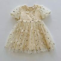 Girl's Short Sleeve Tulle Princess Dress 80cm abrikosas