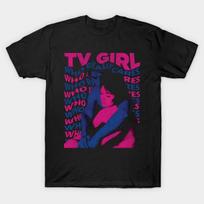 Men Black Print T-shirt Tv Girl No-Cut Transfer Paper Print Cotton Tshirt 4XL juoda