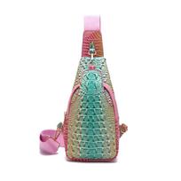 European and American Retro Fashion Wide Shoulder Strap Women's Chest Bag Waist Bag Crossbody Bag Crocodile Pattern Brahmin