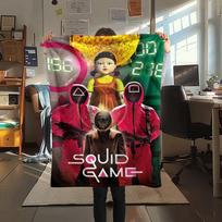 1 vnt. „Squid Game“ spausdinimo flanelinis pledas, Aukštos kokybės, Patogus visais metų laikais, Namų dekoras, Šiluma ir komfortas, Puikiai tinka dovanoms 80cm x 120cm