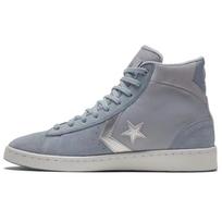 Converse Cons Pro Leather Non-slip and Abrasion Resistant High-Top Board Shoes Unisex Gray Blue Silver 37.5