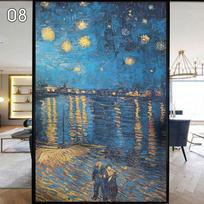 Europos stiliaus vitražinis privatumo langų plėvelė, statinė lipni, retro kaimo aliejinės tapybos menas, langų plėvelė, matinio stiklo lipdukas 40x90cm