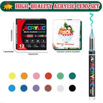 12/24/36/48/60/72 Colors Acrylic Markers Brush Pens for Fabric Rock Painting Pen Stone Ceramic Wood DIY Card Making Art Supplies