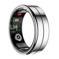 Išmanusis žiedas Širdies ritmo, kraujo deguonies, kraujospūdžio matuokliai, vyrai, moterys, fitneso stebėjimo priemonė, sportinis IP68 atsparus vandeniui Bluetooth žiedas Size 7 (17.5mm) juoda