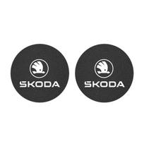 2Pcs Car Auto Cup Holder Anti Slip Coasters Pad Interior Accessories For Skoda Octavia Fabia Superb Yeti Enyaq Rapid Kamiq Karoq FMP-Red