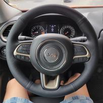 Hand-stitched non-slip Black red   leather Carbon Fiber car steering wheel cover For Jeep Compass Renegade Fiat 1