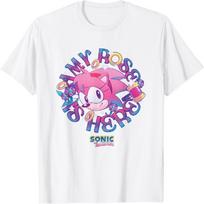 Sonic The Hedgehog Amy Rose Čia Senovinis Veido Portretas Marškinėliai S balta