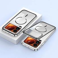 Magsafe Case for Xiaomi 17 Pro Max Poco F8 Pro Ultra Redmi K90 Elastic Snap Aluminium Alloy Metal Frame Bumper + Clear Frosted Back Phone Bumpers Xiaomi 17 Pro žalia