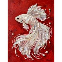 Crystal Pearl Painting 5D DIY Frame Decoration Painting Koi Carp Home Wall Decoration Transparent Pearl Gemstone Painting Picture Art Crafts 35x45cm