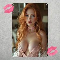 Kalėdinės Pin-Up merginos metalinis ženklas, dovana biurui, sienų dekoras 20x30cm