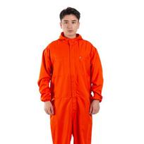 Work Jumpsuit Waterproof Breathable Sweat-absorbing Elastic Cuff Multiple-Pockets Anti-static Solid Long Sleeve Men Coveralls Work Uniform for Male 2XL oranžinė