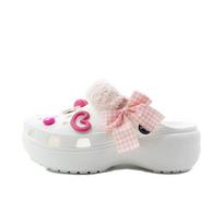 Crocs Classic Platform Clog EVA Lūpdažis Lankas Paplūdimio Mergaitė Universitetinis Stilius Batai su Skylutėmis Unisex Balti 34-35 balta