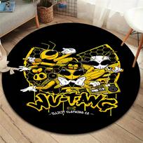Wu-Tang Clan apvalus kilimas, kilimas svetainei, miegamajam, sofai, žaidimų kambariui dekoruoti, neslystantis grindų kilimėlis 80cmx80cm