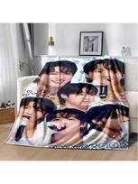 Naujas Jeon Jung Kook Jk JIMIN žvaigždžių pledas, minkštas užtiesalas namams, miegamajam, lovai, sofai, kelionėms, biurui 75X95CM pilka spalva
