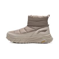 Li Ning Zheng Rong Lite Durable Shock Absorption Non-Slip Warm Thick Sole Fashionable Retro Short Snow Boots Men boots Gray Brown AGLV285-2 41