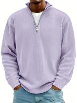 Men's Stand-Up Collar Corduroy Polo Shirt - Autumn/Winter 2025 Collection L violetinė