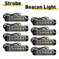 8X 6 LED mirksinti šviesos juosta automobilio sunkvežimio mirksinti įspėjamoji pavojaus švyturio gintarinė balta