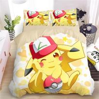 Pokemon 3D Pikaču Antklodė Anime Spausduoti Patalynės Rinkinys Vaikams Berniukams Mergaitėms Suaugusiems Vaikų Patalynės Kolekcija Šventinė Dovana 135x200cm-2pcs
