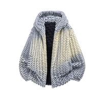2025 Winter Trendy Tie-Dye Rabbit Fur Cotton Hooded Jacket L viržių pilka spalva