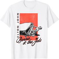 Elton John Oficialus Bennie And The Jets Paveikslėlio T-shirt M balta