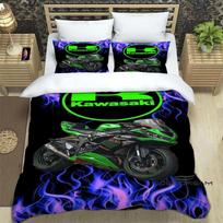 3D Retro spausdinimo K-Kawasaki motociklo logotipas patalynės komplektas Elegantiškas patalynės komplektas Antklodės užvalkalas Lovo užvalkalas Prabangi gimtadienio dovana EU Twin 135x200cm